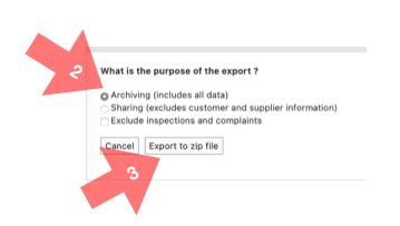 Export file options